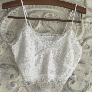 White lace crop top